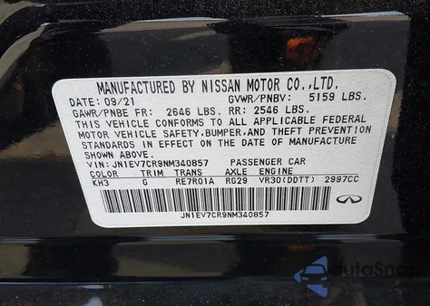 2022 Infiniti Q50 Sensory Awd z USA, uszkodzony, nr VIN JN1EV7CR9NM340857